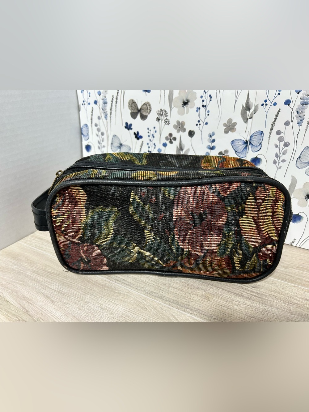 ✨ VTG Gloria Vanderbilt Floral Tapestry Makeup / Toiletry Bag ✨